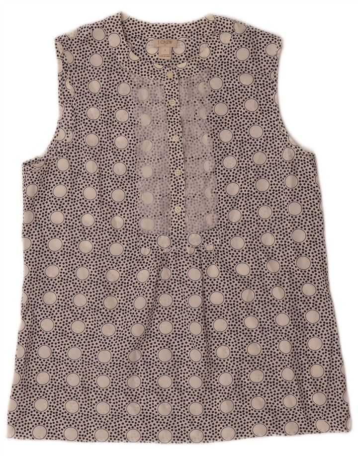 J. CREW Womens Sleeveless Blouse Top US 4 Small White Polka Dot Polyester