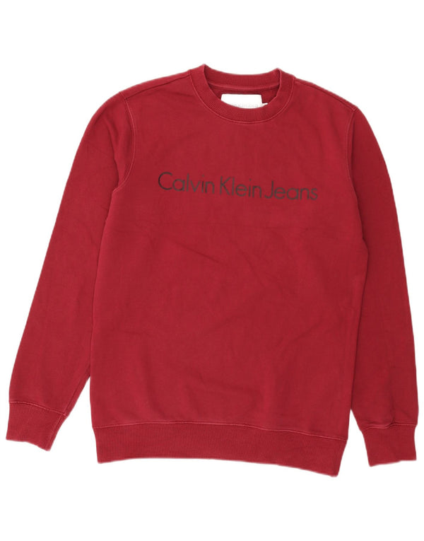 Calvin Klein Jeans Mens Graphic Sweatshirt Jumper Small Red Cotton