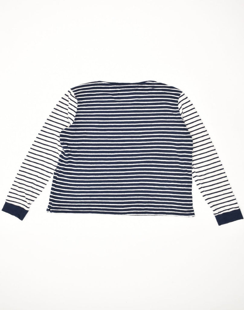 SUPERDRY Womens Graphic Top Long Sleeve UK 12 Medium Navy Blue Striped | Vintage Superdry | Thrift | Second-Hand Superdry | Used Clothing | Messina Hembry 