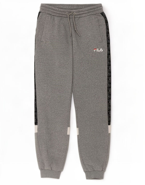 Fila Mens Graphic Tracksuit Trousers Joggers Small Grey Colourblock Cotton