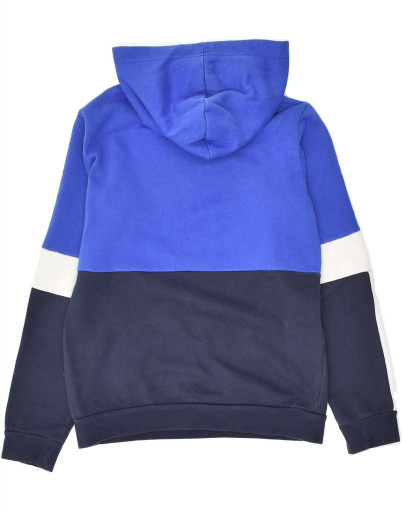 ADIDAS Boys Graphic Hoodie Jumper 11-12 Years Blue Colourblock Cotton | Vintage Adidas | Thrift | Second-Hand Adidas | Used Clothing | Messina Hembry 