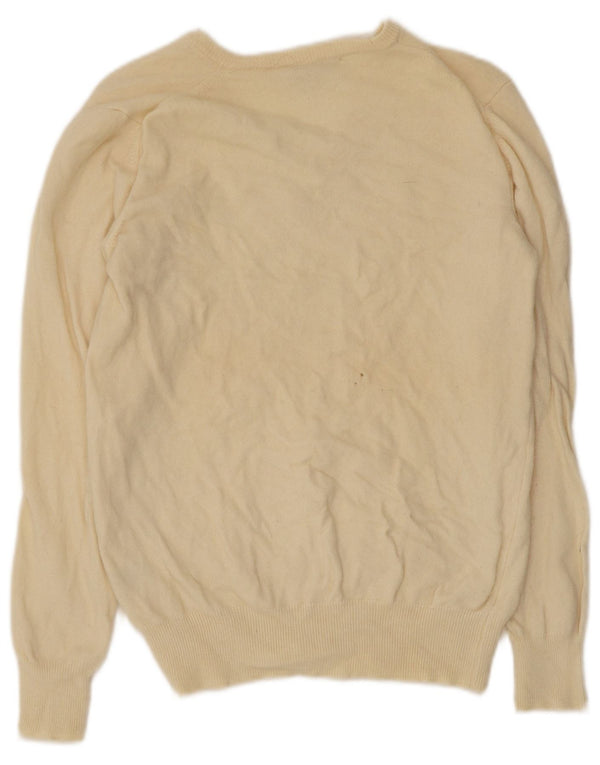 Vintage Womens V-Neck Jumper Sweater IT 50 XL Beige Wool