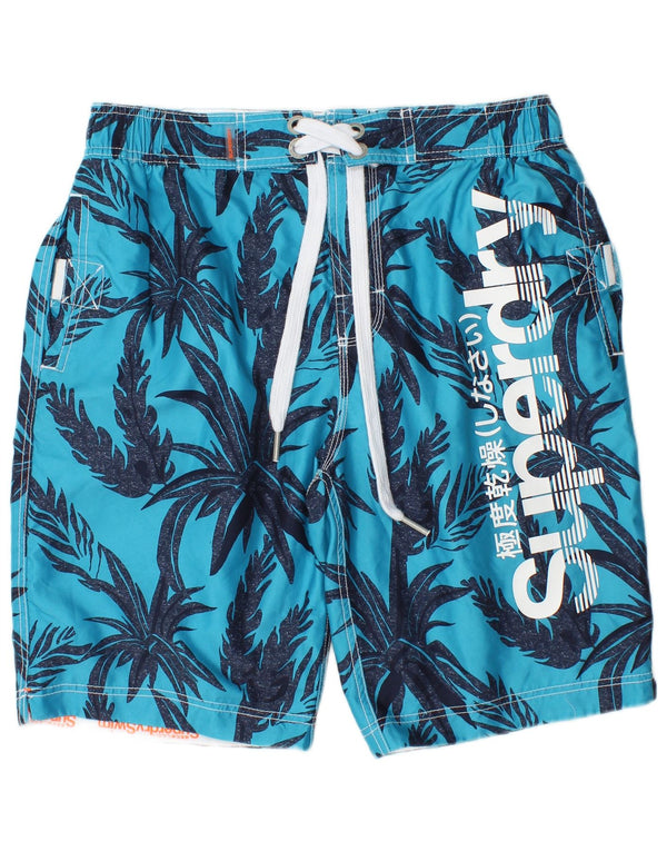 Superdry Mens Graphic Swimming Shorts Large  Blue Floral Polyester
