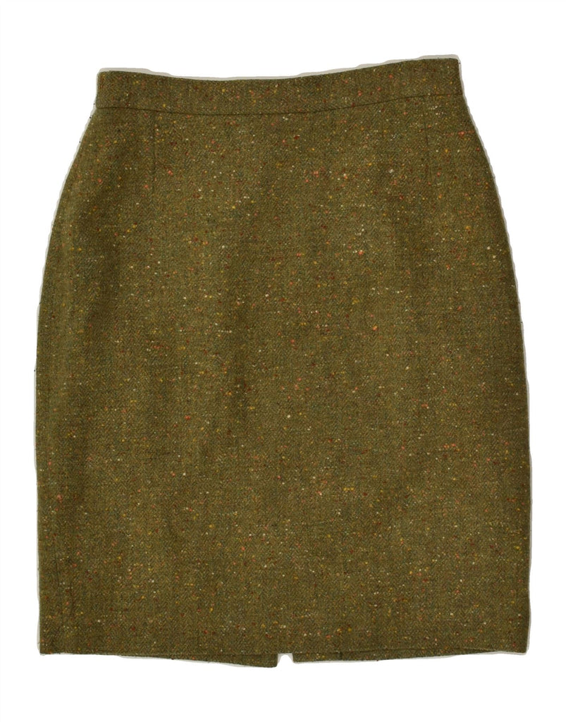 VINTAGE Womens Pencil Skirt IT 42 Medium W27 Khaki Flecked Wool | Vintage Vintage | Thrift | Second-Hand Vintage | Used Clothing | Messina Hembry 