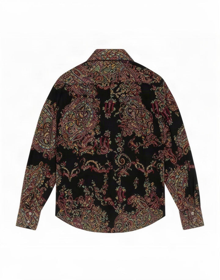 Etro Womens Shirt IT 44 Medium Black Paisley Cotton