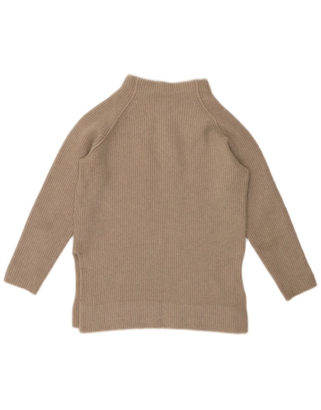 Massimo Dutti Womens Turtle Neck Jumper Sweater UK 12 Medium Beige Wool