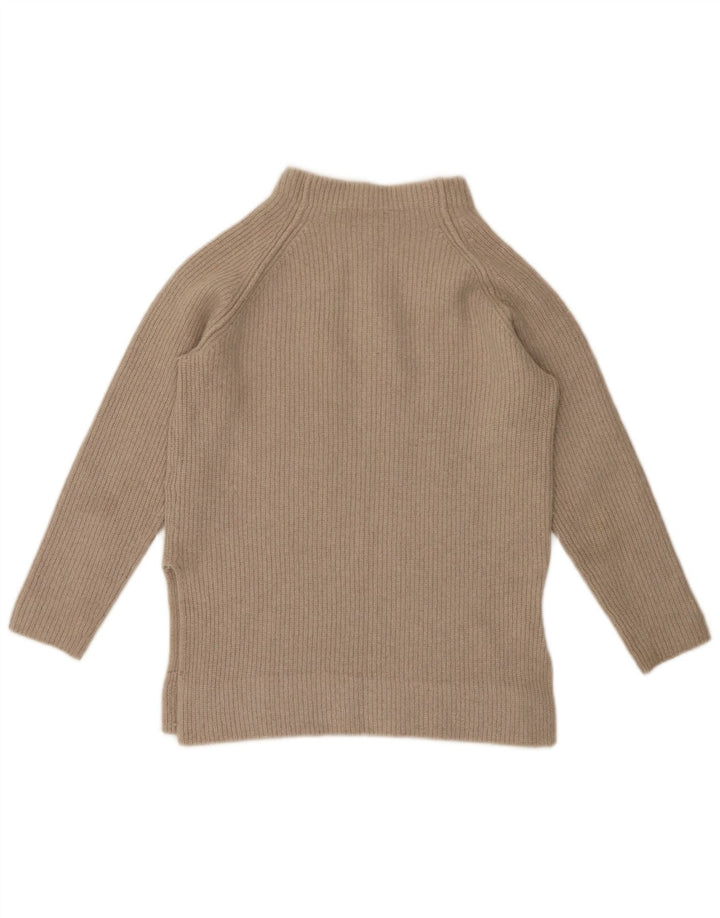 Massimo Dutti Womens Turtle Neck Jumper Sweater UK 12 Medium Beige Wool