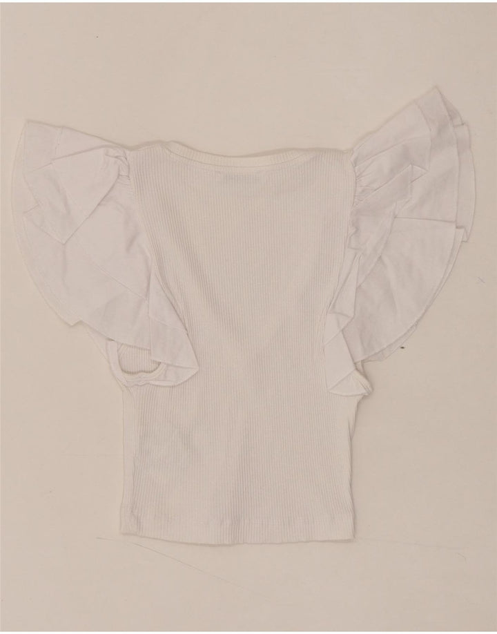 ZARA Womens Blouse Top UK 8 Small White Cotton Vintage Zara and Second-Hand Zara from Messina Hembry 