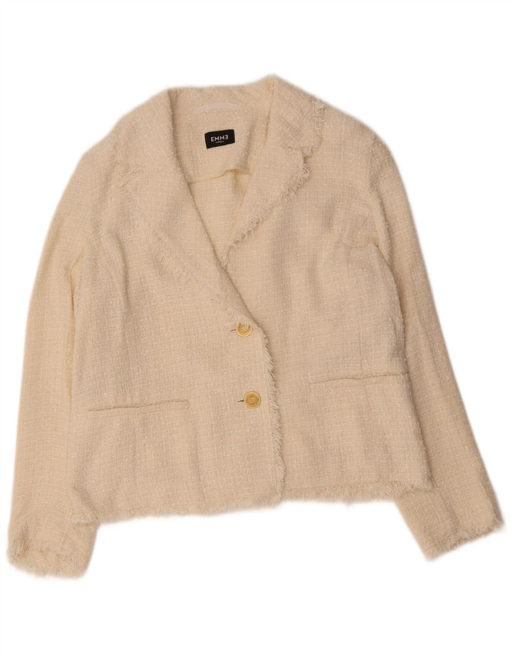 MARELLA Womens EMME 2 Button Blazer Jacket UK 8 Small Off White Cotton