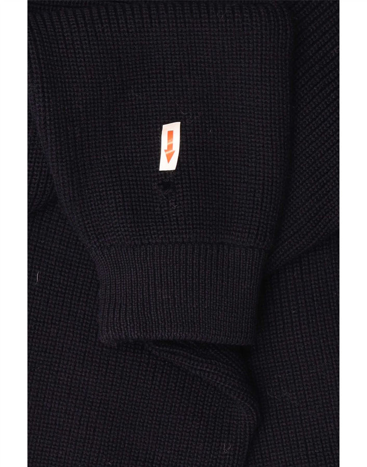 Vintage Mens Cardigan Sweater Medium Navy Blue Virgin Wool