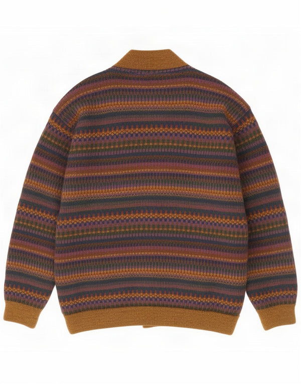 Vintage Mens Cardigan Sweater 2XL Navy Blue Striped Wool
