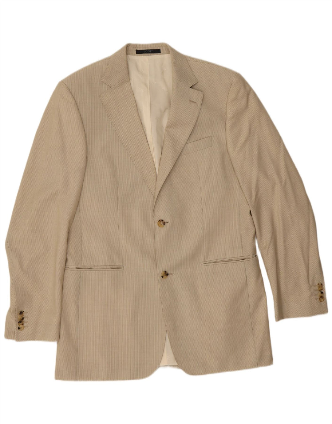 Joop Mens 2 Button Blazer Jacket IT 48 Medium Beige Pinstripe Virgin Wool
