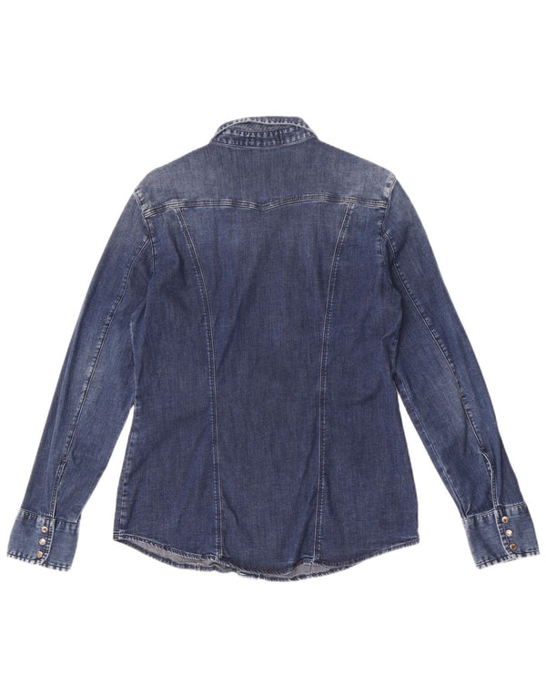 Gas Womens Denim Shirt UK 14 Large Blue Cotton