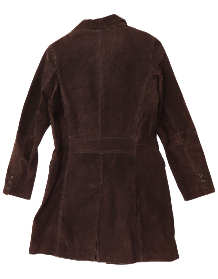 Yessica Womens Suede Overcoat UK 14 Medium Brown Leather