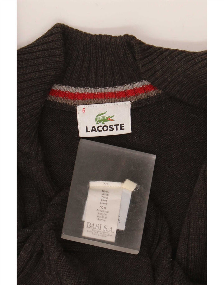 Lacoste Mens Cardigan Sweater Size 6 XL Brown Wool