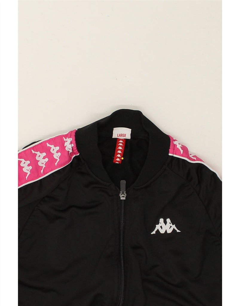 KAPPA Girls Graphic Tracksuit Top Jacket 13-14 Years Large  Black Vintage Kappa and Second-Hand Kappa from Messina Hembry 