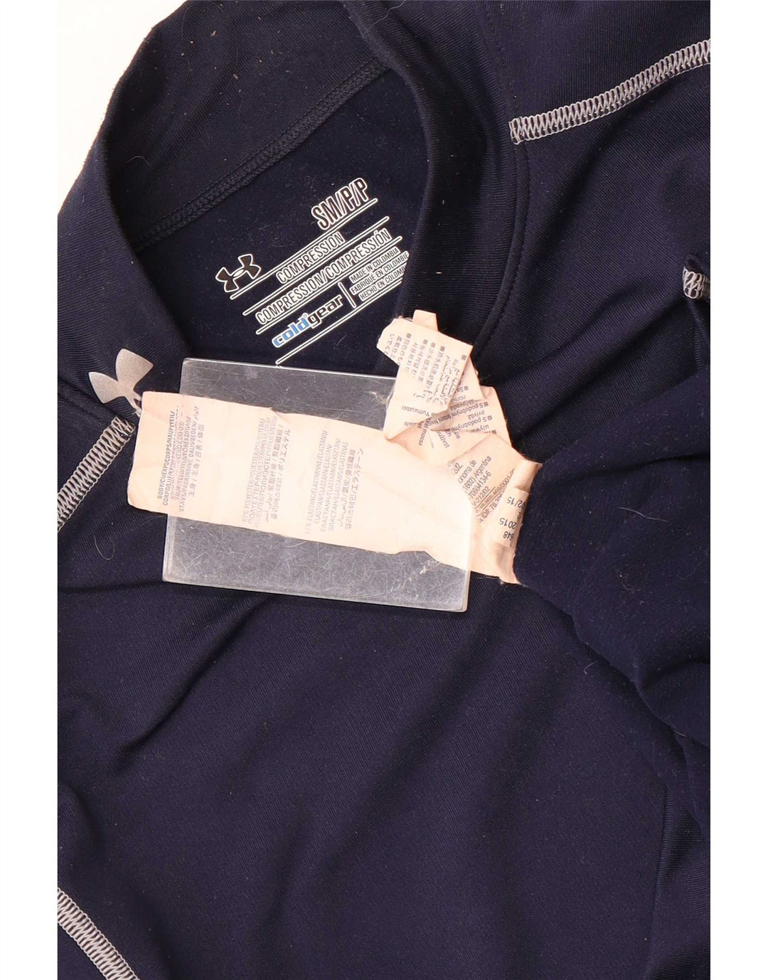 Under Armour Mens Cold Gear Graphic Top Long Sleeve Small Navy Blue Striped