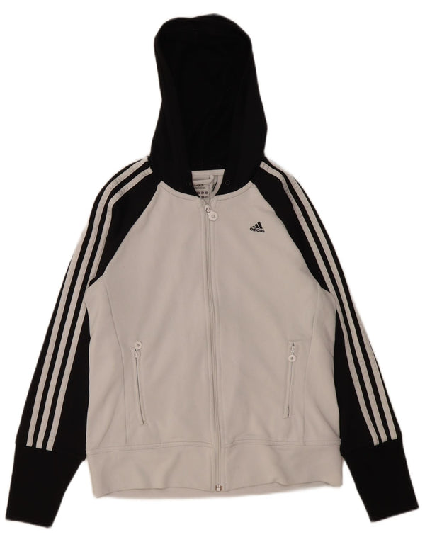 Adidas Womens Clima 365 Zip Hoodie Sweater UK 14 Medium White Colourblock