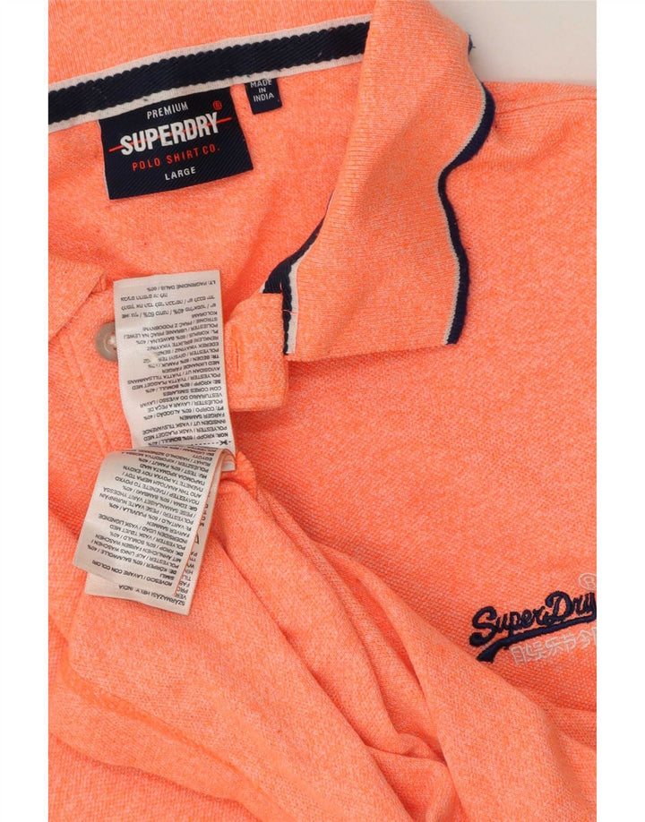 Superdry Mens Polo Shirt Large Orange Cotton