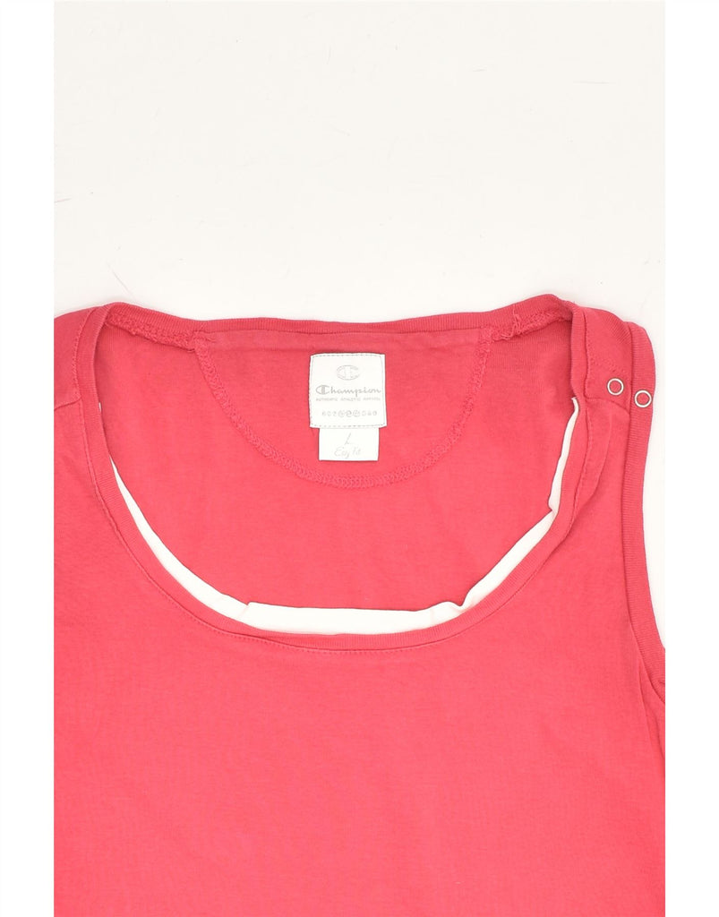 CHAMPION Womens Easy Fit Vest Top UK 14 Large Pink Cotton | Vintage Champion | Thrift | Second-Hand Champion | Used Clothing | Messina Hembry 