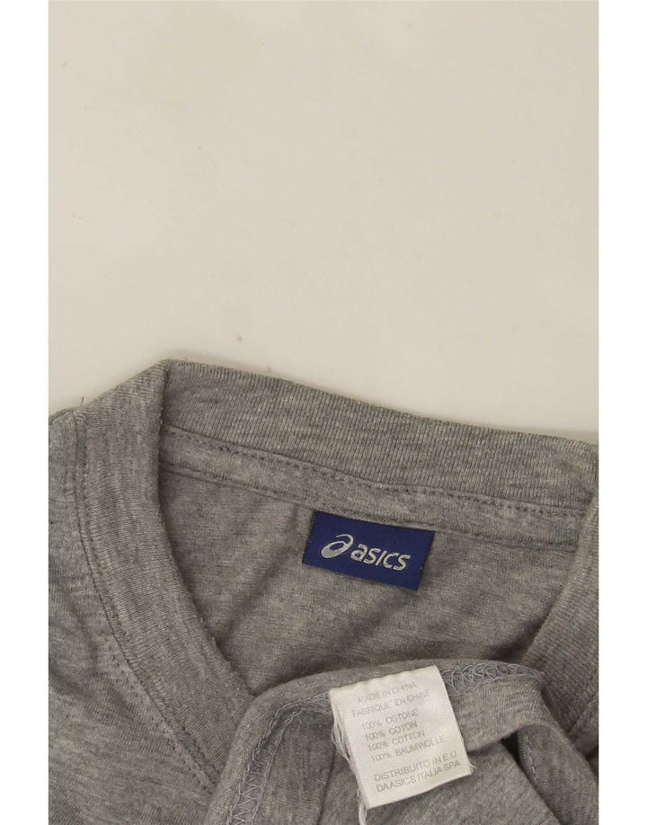Asics Mens Graphic T-Shirt Top Medium Grey Flecked Cotton