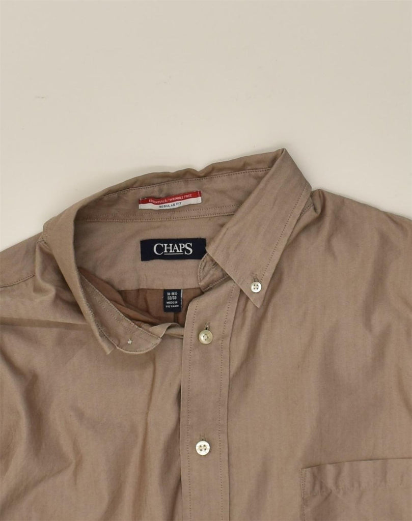 CHAPS Mens Regular Fit Shirt Size 16-16 1/2 Large Brown Pinstripe | Vintage Chaps | Thrift | Second-Hand Chaps | Used Clothing | Messina Hembry 