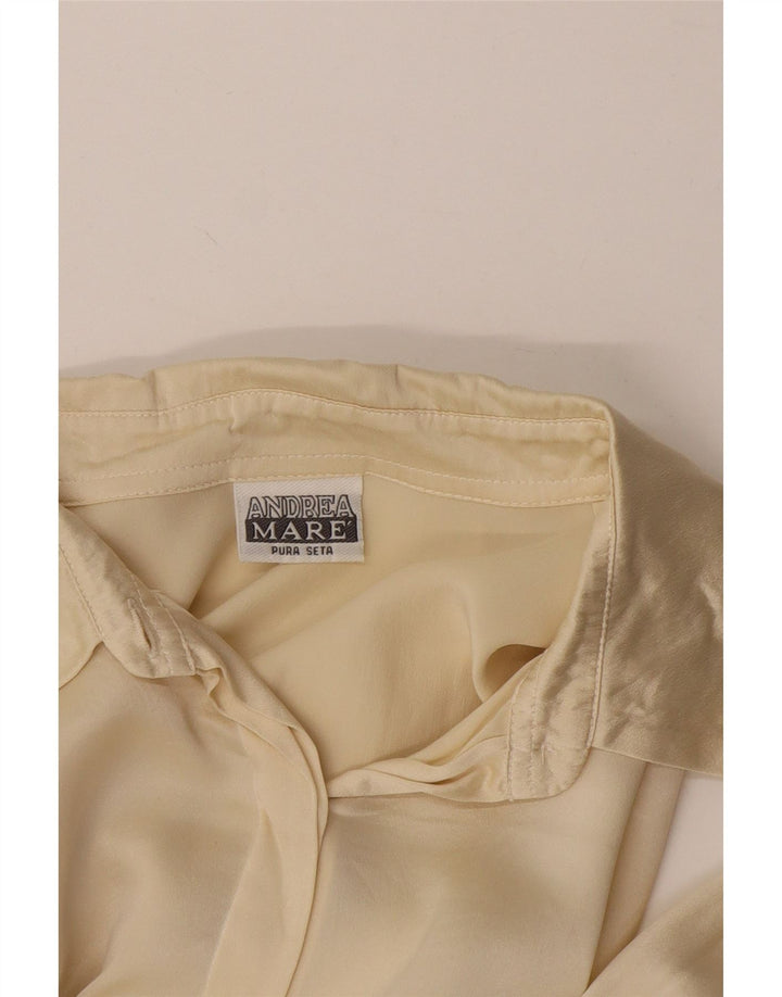 Andrea Mare Womens Shirt Blouse UK 14 Large Yellow Silk