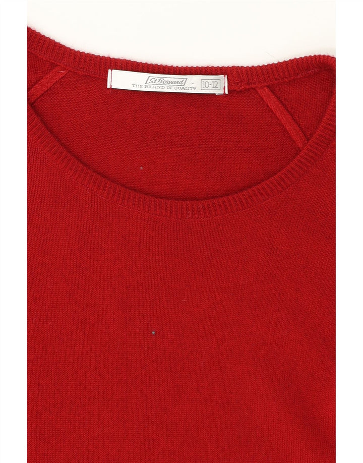 ST. BERNARD Womens Crew Neck Jumper Sweater UK 10/12 Medium Red Acrylic Vintage St. Bernard and Second-Hand St. Bernard from Messina Hembry 