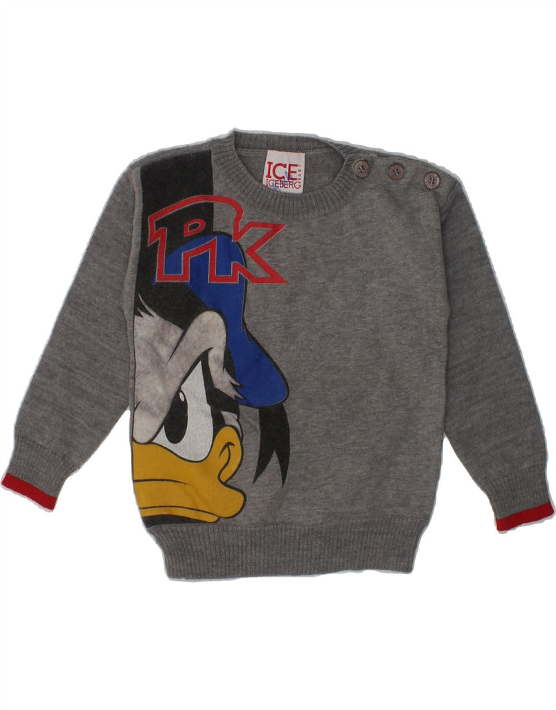 ICEBERG Baby Boys Donald Duck Crew Neck Jumper Sweater 18-24 Months Grey | Vintage Iceberg | Thrift | Second-Hand Iceberg | Used Clothing | Messina Hembry 