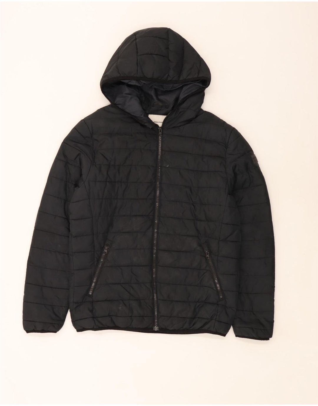 Jack & Jones Mens Hooded Padded Jacket UK 40 Large Black Polyester