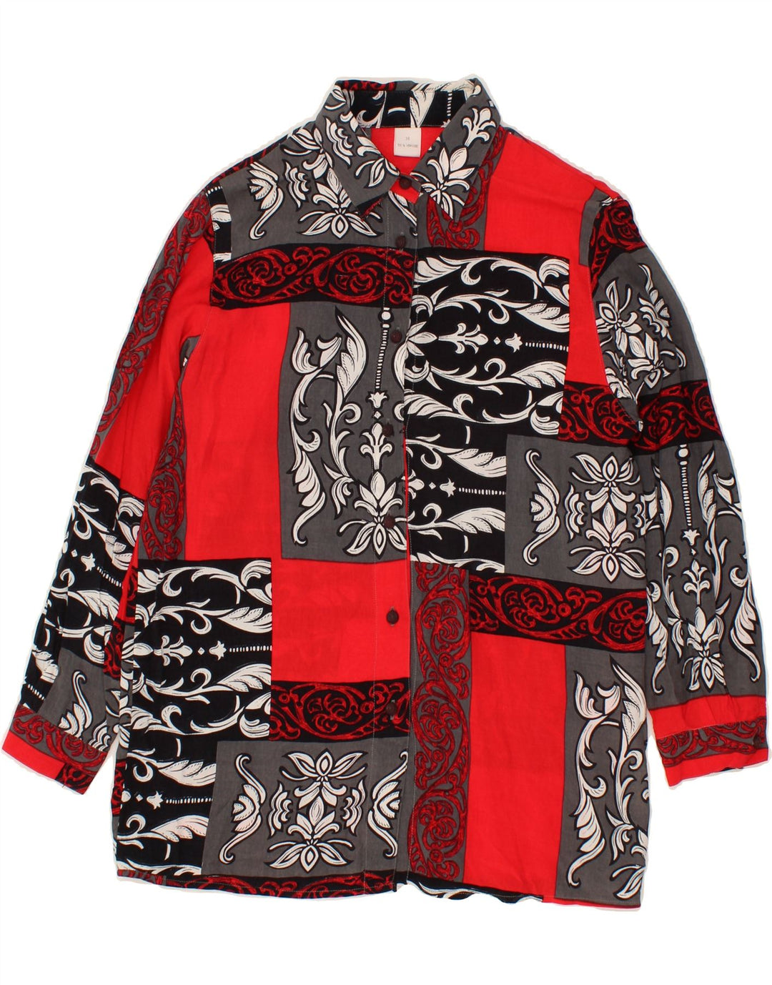 VINTAGE Womens Longline Shirt Blouse EU 38 Medium Multicoloured Paisley Vintage Vintage and Second-Hand Vintage from Messina Hembry 