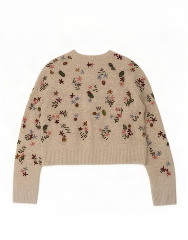 Zara Womens Crop Oversized Cardigan Sweater UK 10 Small Grey Floral