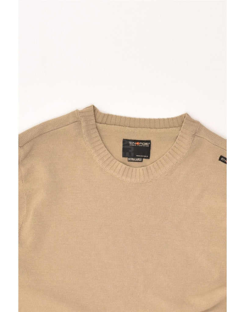 ENERGIE Mens Slim Fit Crew Neck Jumper Sweater XL Beige Acrylic | Vintage Energie | Thrift | Second-Hand Energie | Used Clothing | Messina Hembry 