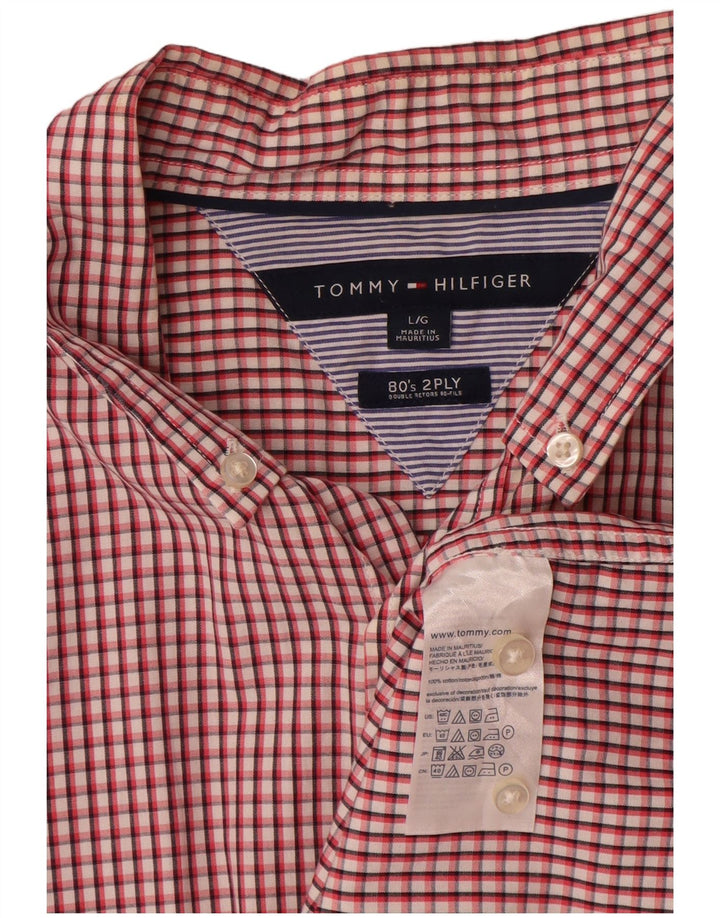Tommy Hilfiger Mens Shirt Large Red Check Cotton