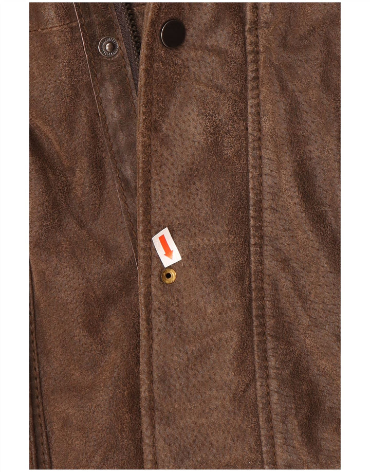 Conbipel Mens Hooded Leather Coat IT 54 XL Brown Leather