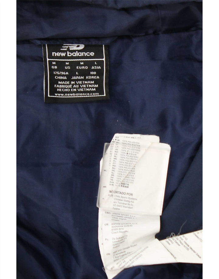 New Balance Mens Graphic Hooded Padded Jacket UK 38 Medium Navy Blue