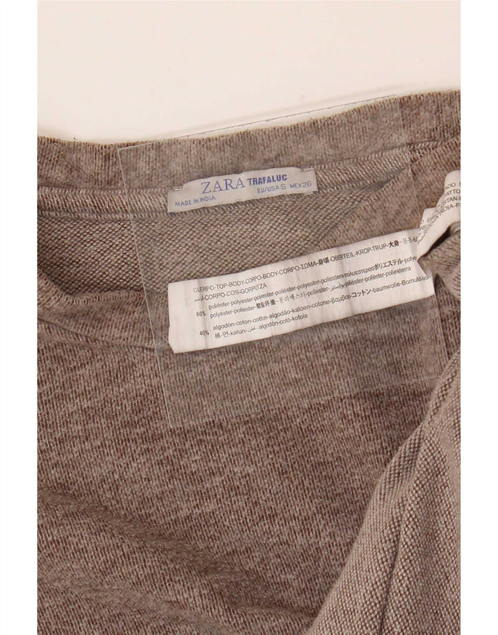 Zara Womens Oversized Crew Neck Jumper Sweater UK 10 Small Grey Polyester