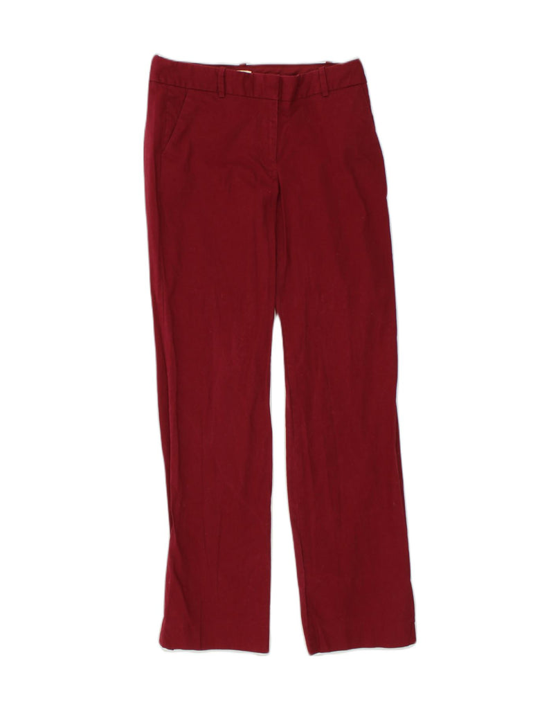 J. CREW Womens Straight Casual Trousers US 4 Small W30 L32 Burgundy Cotton | Vintage J. Crew | Thrift | Second-Hand J. Crew | Used Clothing | Messina Hembry 