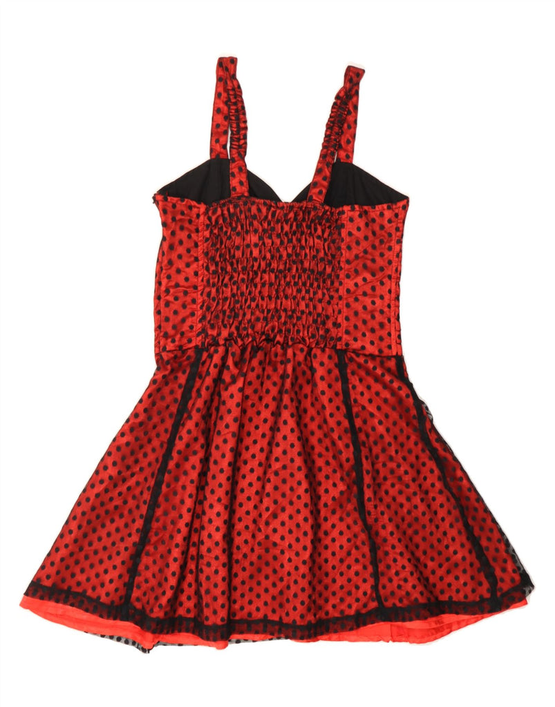 VINTAGE Womens Slip Dress UK 8 Small Red Polka Dot Polyester Vintage Vintage and Second-Hand Vintage from Messina Hembry 