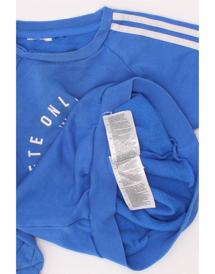 Adidas Boys Graphic Sweatshirt Jumper 2-3 Years Blue Cotton