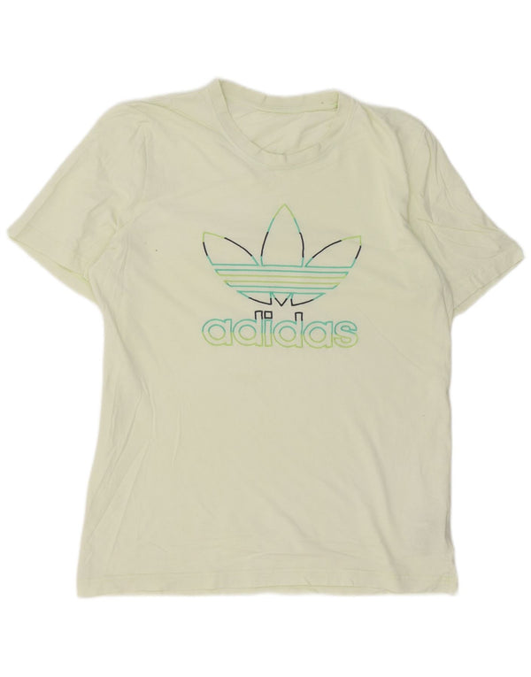 Adidas Mens Graphic T-Shirt Top Medium Yellow Cotton