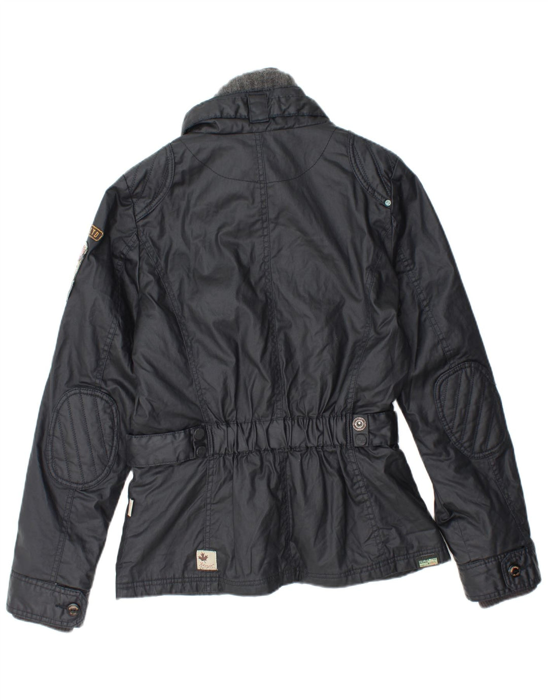 KHUJO Womens Utility Jacket UK 14 Large Navy Blue Cotton