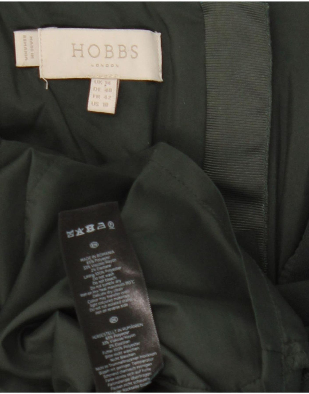 Hobbs Womens 3/4 Sleeve Sheath Dress UK 14 Large Green Polyester