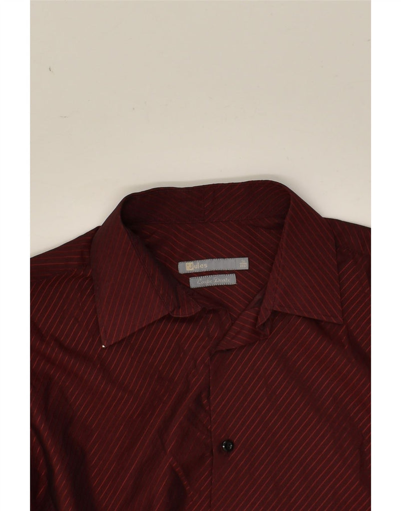 JULES Mens Shirt Size 14 1/2  Small Maroon Pinstripe Cotton | Vintage Jules | Thrift | Second-Hand Jules | Used Clothing | Messina Hembry 