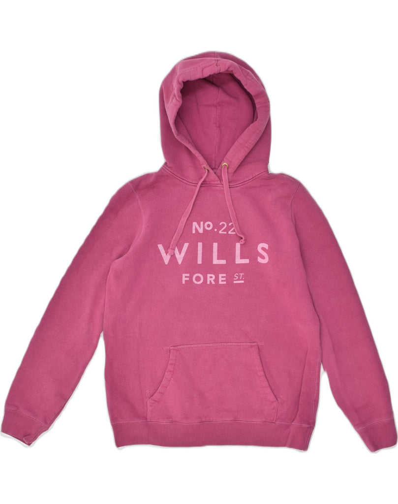 JACK WILLS Womens Graphic Hoodie Jumper UK 12 Medium Pink Cotton | Vintage Jack Wills | Thrift | Second-Hand Jack Wills | Used Clothing | Messina Hembry 