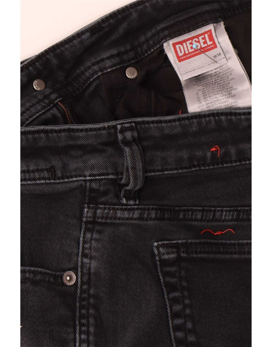 Diesel Womens Slim Jeans W30 L29 Black Cotton
