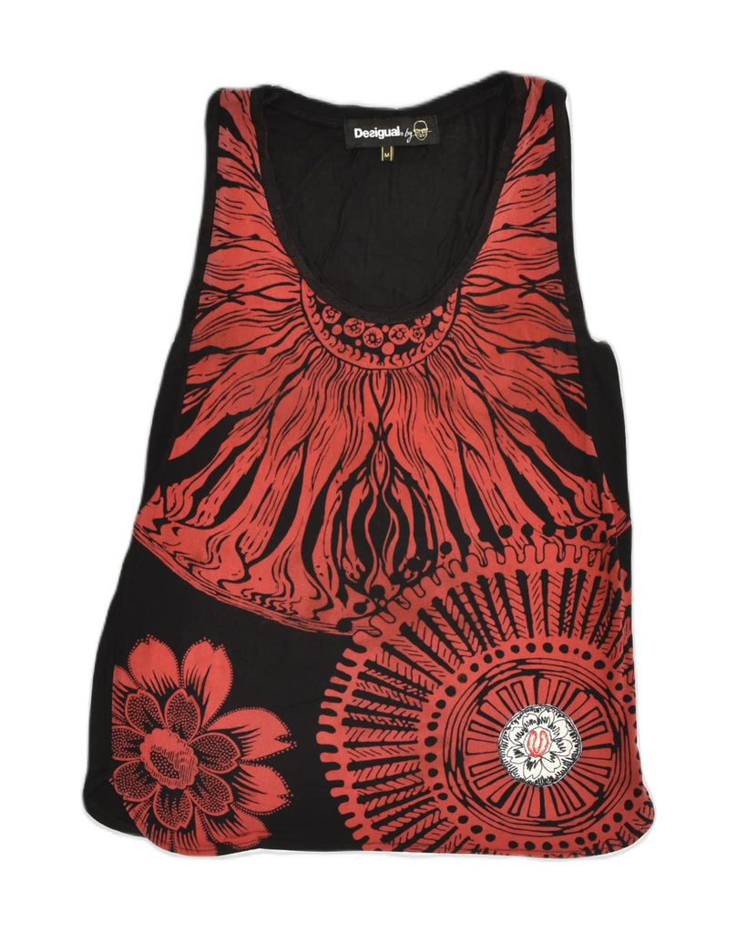 DESIGUAL Womens Sleeveless Tunic Top UK 12 Medium Black Floral | Vintage Desigual | Thrift | Second-Hand Desigual | Used Clothing | Messina Hembry 