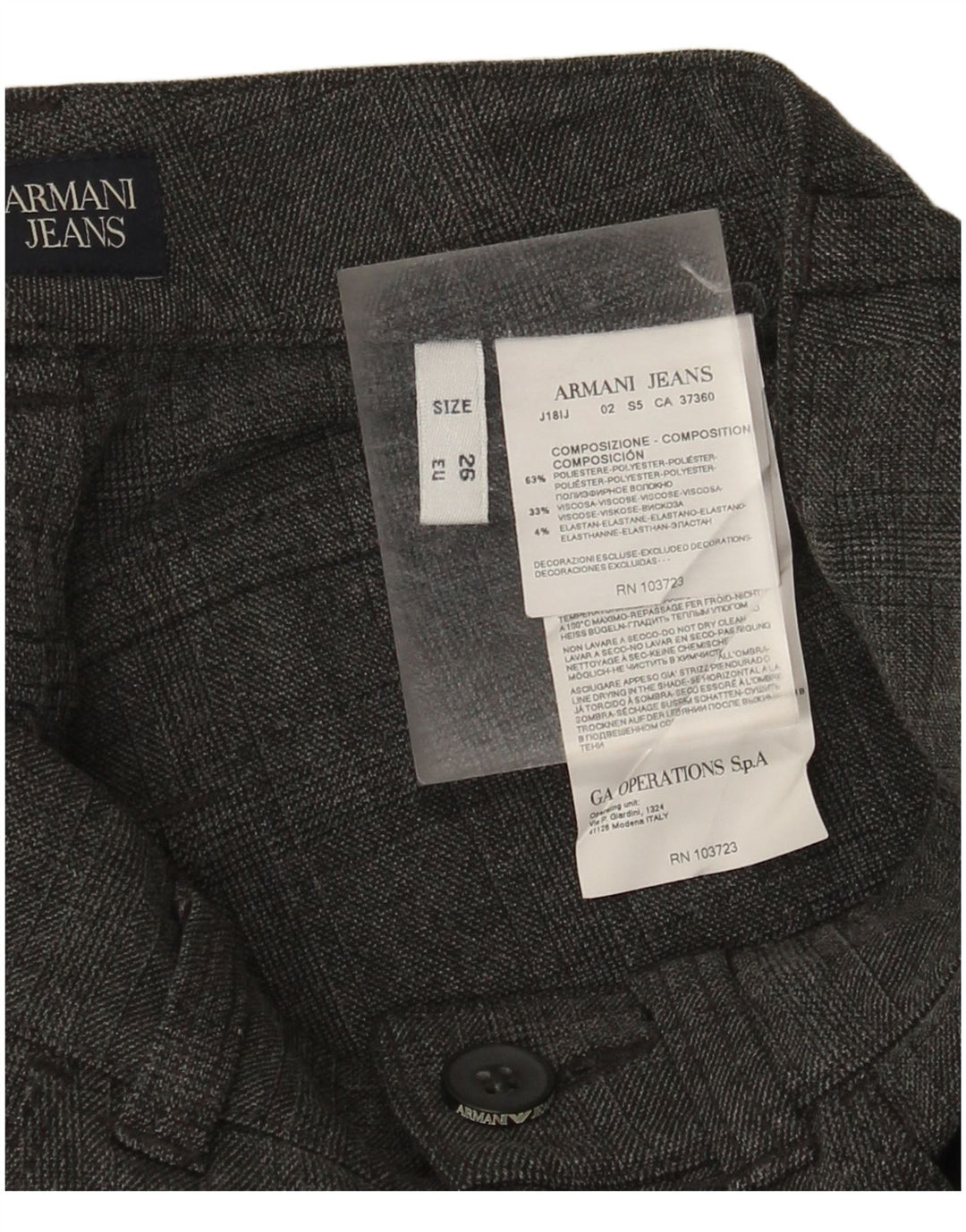 Armani Womens Slim Casual Trousers W26 L28 Grey Check Polyester