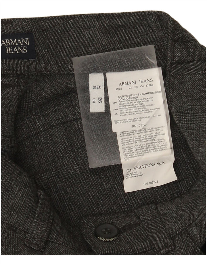 Armani Womens Slim Casual Trousers W26 L28 Grey Check Polyester