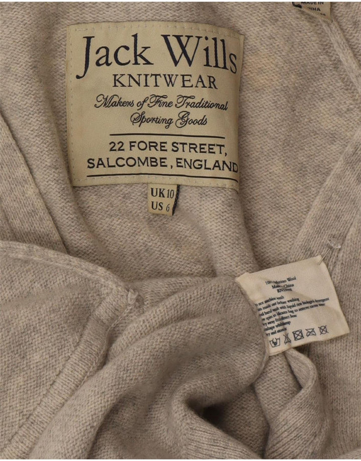 Jack Wills Womens Cardigan Sweater UK 10 Small Grey Wool